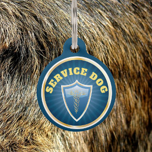 Service Dog Blue en Gold Seal Huisdierpenning