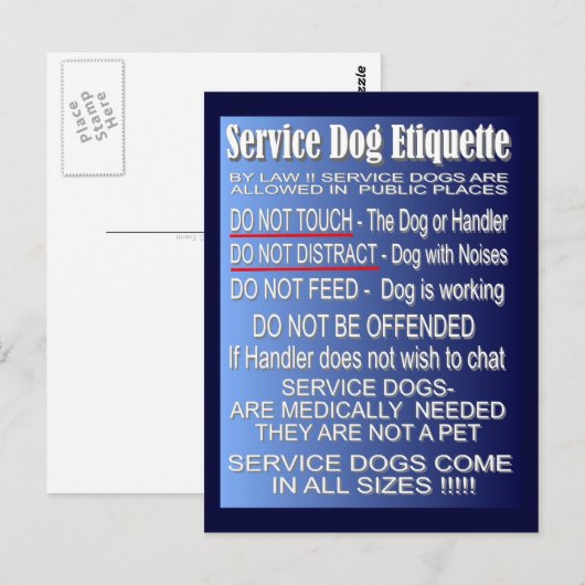 Service Dog Etiquette Briefkaart (Voorkant / Achterkant)