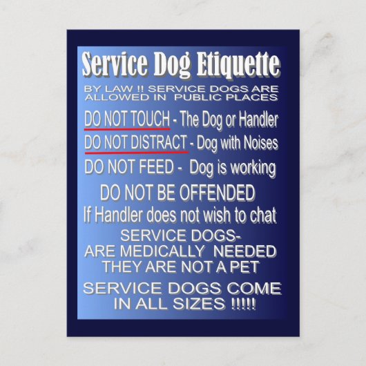 Service Dog Etiquette Briefkaart (Voorkant)