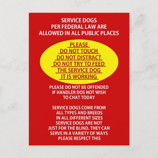 Service Dog Etiquette Briefkaart (Voorkant)