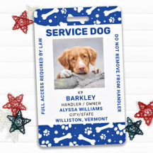 Service Dog Foto-ID - Aangepaste blauwe pagina-afd