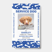 Service Dog Foto-ID - Aangepaste blauwe pagina-afd Badge (Voorkant)