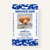 Service Dog Foto-ID - Aangepaste blauwe pagina-afd Badge (Voorkant)