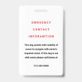 Service Dog ID-badge Badge (Back)