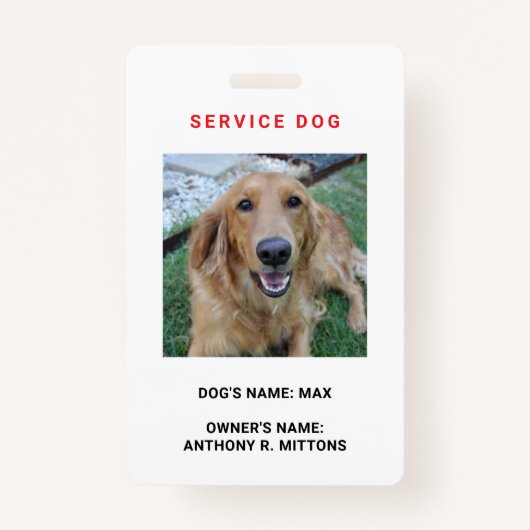 Service Dog ID-badge Badge (Voorkant)