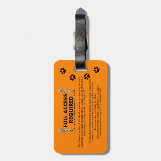 Service Dog ID Bagagelabel (Achterkant verticaal)