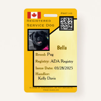 Service Dog ID Kaart geel verticaal Badge