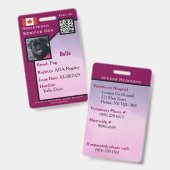 Service Dog ID Kaart paarse Verticale Badge (Voor- en achterkant)