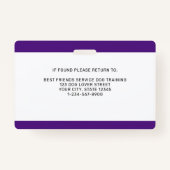 Service Dog in training Gepersonaliseerde foto-ID Badge (Achterkant)