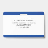 Service Dog in Training ID Blue Persoonlijke foto Badge (Achterkant)