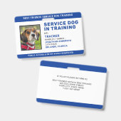 Service Dog in Training ID Blue Persoonlijke foto Badge (Voor- en achterkant)