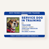 Service Dog in Training ID Blue Persoonlijke foto Badge (Voorkant)