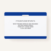 Service Dog in Training ID Blue Persoonlijke foto Badge (Achterkant)
