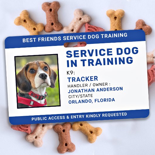 Service Dog in Training ID Blue Persoonlijke foto Badge