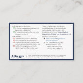 Service Dog Info Kaart: Snelle feiten Visitekaartje (Achterkant)