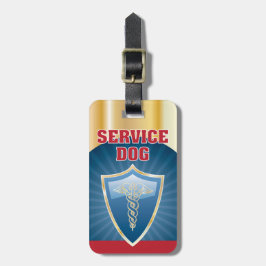 Service Dog label Gold Blue Red met symbool Bagagelabel