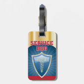 Service Dog label Gold Blue Red met symbool Bagagelabel (Achterkant verticaal)