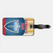 Service Dog label Gold Blue Red met symbool Bagagelabel (Achterkant horizontaal)