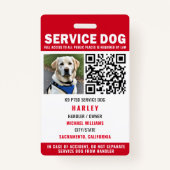 Service Dog Moderne QR Code Rood & Wit Badge (Voorkant)