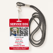 Service Dog Moderne QR Code Rood & Wit Badge (Voorkant met draagriem)