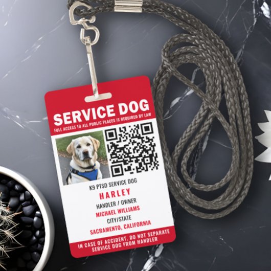 Service Dog Moderne QR Code Rood & Wit Badge