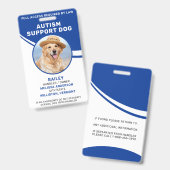 Service Dog Personalized Autism Support Dog Photo Badge (Voor- en achterkant)