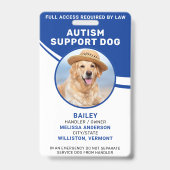 Service Dog Personalized Autism Support Dog Photo Badge (Voorkant)