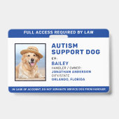 Service Dog Personalized Photo Autism Support Dog Badge (Voorkant)