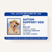 Service Dog Personalized Photo Autism Support Dog Badge (Voorkant)