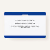 Service Dog Personalized Photo Autism Support Dog Badge (Achterkant)