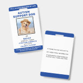 Service Dog Personalized Photo ID Autism Support Badge (Voor- en achterkant)