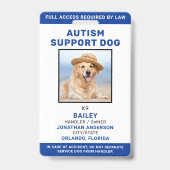 Service Dog Personalized Photo ID Autism Support Badge (Voorkant)