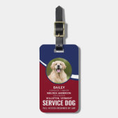 Service Dog Personalized Red Blue Photo ID Badge L Bagagelabel (Voorkant verticaal)