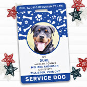 Service Dog Personated Blue Paw Prints Foto-id Badge