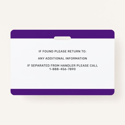 Service Dog Persoonlijke Eenvoudige Foto ID-badge Badge (Achterkant)