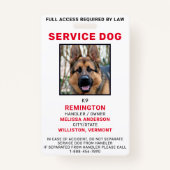 Service Dog Photo ID Badge (Voorkant)