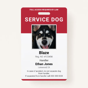 Service Dog Photo Red Badge