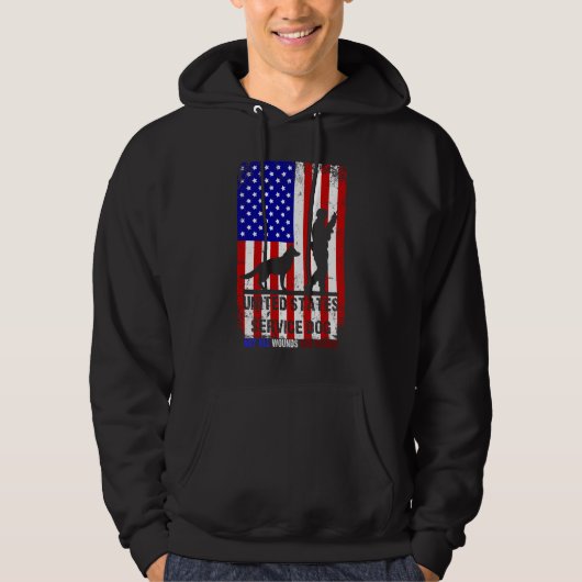 Service Dog PTSD Awareness US Veteran Hoodie (Voorkant)