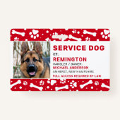 Service Dog Red Paw Drukt Aangepaste foto-ID Badge (Voorkant)