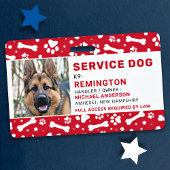 Service Dog Red Paw Drukt Aangepaste foto-ID Badge