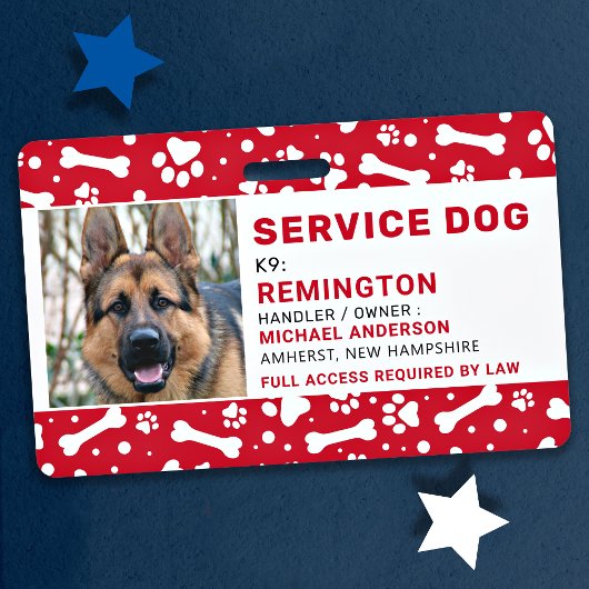 Service Dog Red Paw Drukt Aangepaste foto-ID Badge