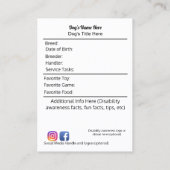 Service Dog Trading-kaart Visitekaartje (Achterkant)