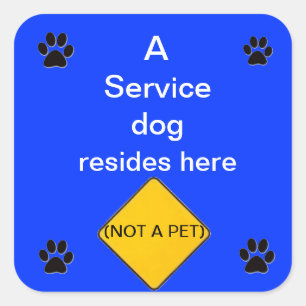 Service dog woont hier in blauwe sticker