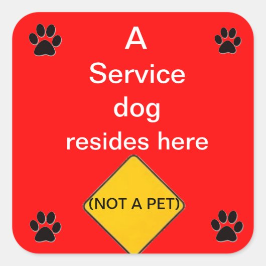 Service Dog woont hier Sticker (Voorkant)
