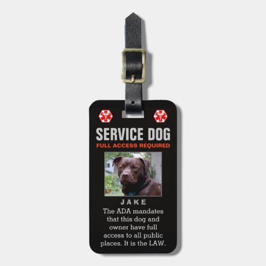 Service Dog - zwarte volledige toegang vereist bad Bagagelabel (Voorkant verticaal)