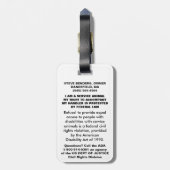 Service Dog - zwarte volledige toegang vereist bad Bagagelabel (Achterkant verticaal)