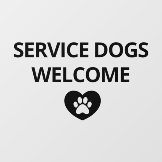 Service Dogs Welcome Storefront Sign Raamsticker (Vel)