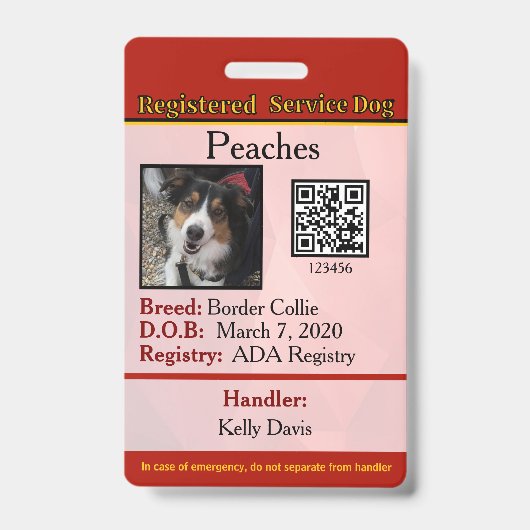 Service Hond Canada verticale Badge (Voorzijde)