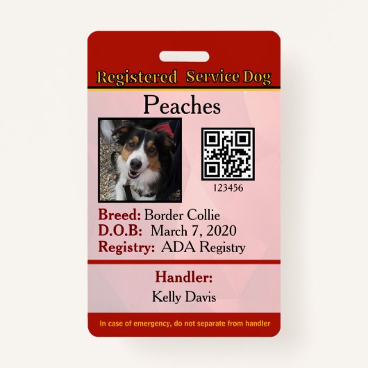 Service Hond Canada verticale Badge (Voorkant)