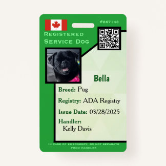 Service Hond ID Kaart groen verticaal Badge